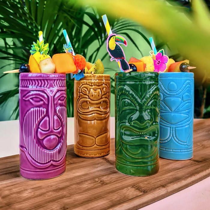 Tiki-Becher Set 4x - 14 x 6,5 cm