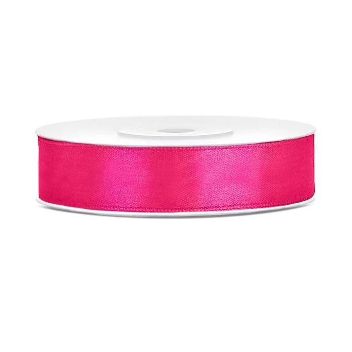 Mørk pink satinbånd - 12mm x 25m