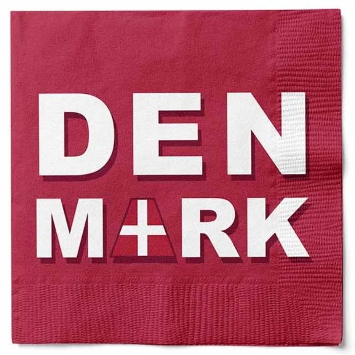 Røde servietter med Danmark motiv 20x Det Gamle Apotek - 33x33 cm