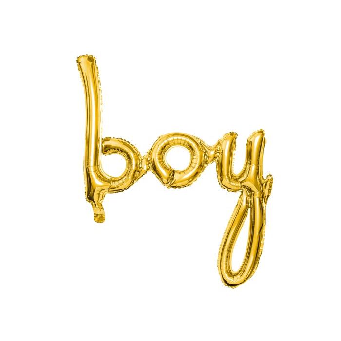 Goldfarbener Boy-Buchstaben-Folienballon für Jungen - 74x63,5 cm