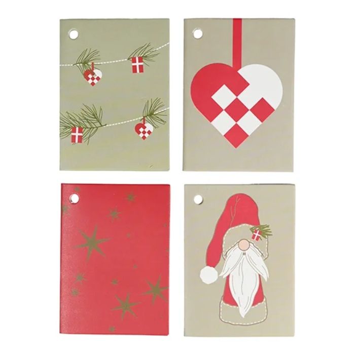 Geschenkanhänger mit 4 verschiedenen Weihnachtsmotiven 16x Das Alte Apotek