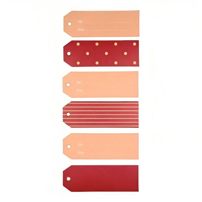 Geschenkanhänger mit Streifen und Punkten für und von Karten rot 12x Die alte Apotheke 