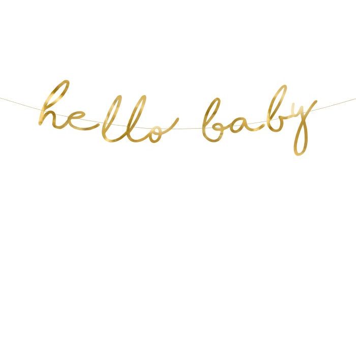 Hello Baby Girlande mit goldener Schrift - 70x18 cm