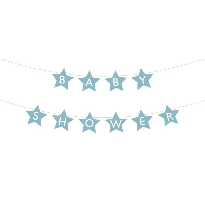 Hellblaue Babyshower-Stern-Girlande - 290x16,5 cm