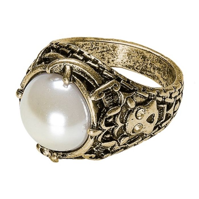 Guldring med hvid perle 