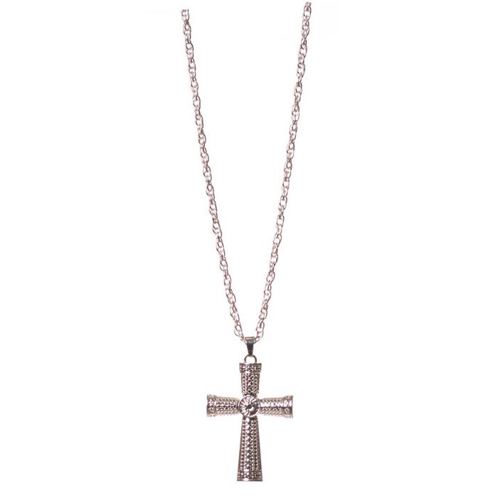 Detailliertes silbernes Kreuzhalsband