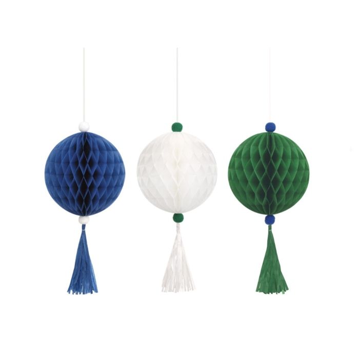 Honeycomb-Dekorationsset mit Fransen 3x 