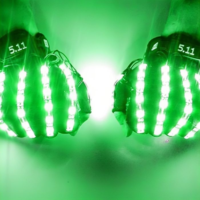 Sjove handsker med LED i grøn