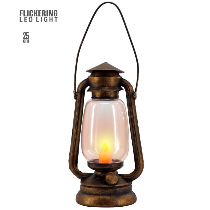 LED lanterne 25 cm brun