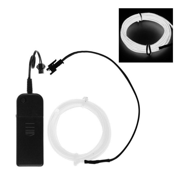 Neon LED ledning 5 m hvid Batteridrevet