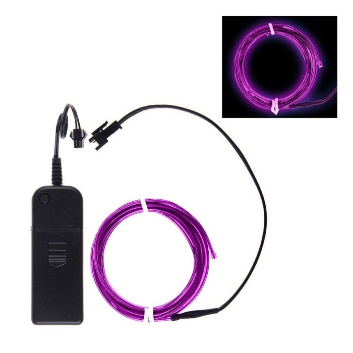 Neon LED ledning 5m Lilla Batteridrevet
