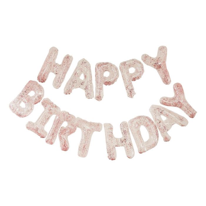 Transparenter Konfetti-Ballon Girlande "Happy Birthday" - 2x2 m