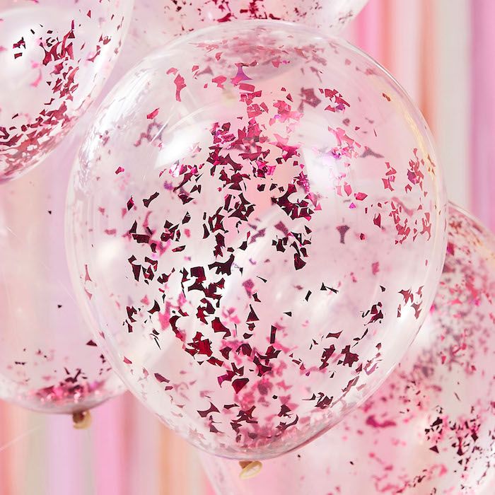 Pinke Konfetti Luftballons 5x - 30 cm