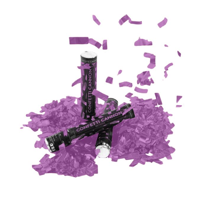 Rosa Konfettiröhre 40 cm PartyVikings - Metallic Rechteckig