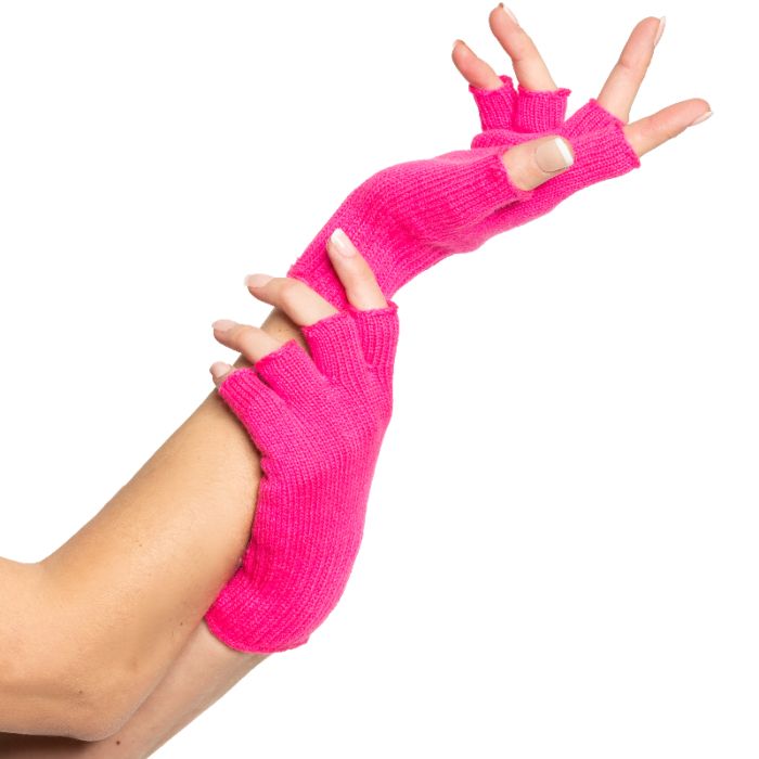 Fingerlose Handschuhe Einheitsgröße für Frauen Neonpink