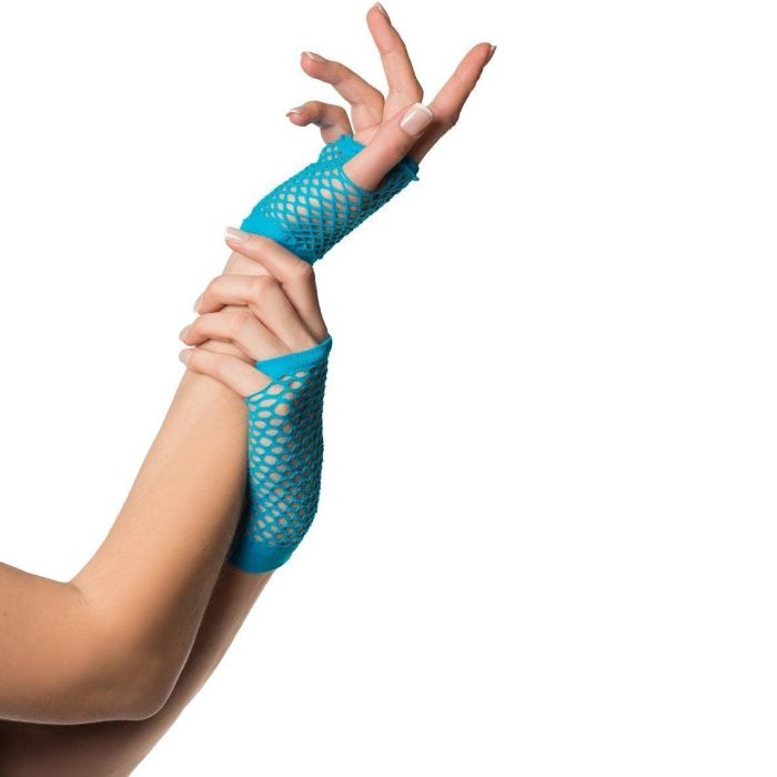 kurze fingerlose Netz-Handschuhe Einheitsgröße für Frauen Türkisblau