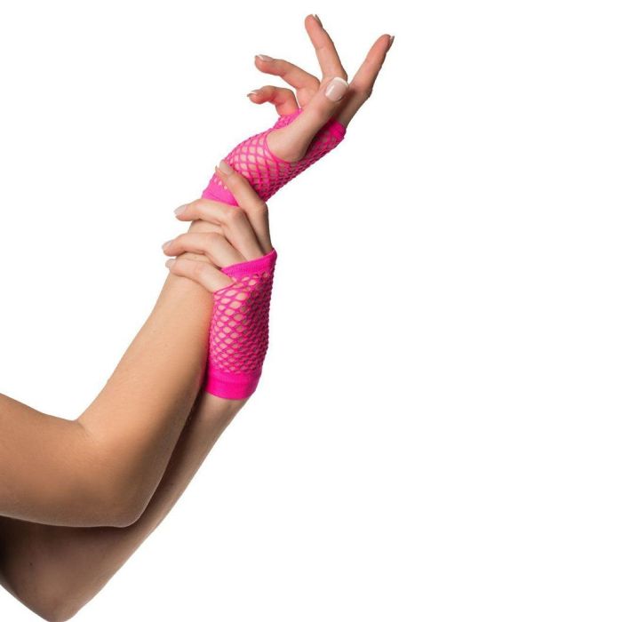 Kurze fingerlose Handschuhe Einheitsgröße für Frauen neon pink
