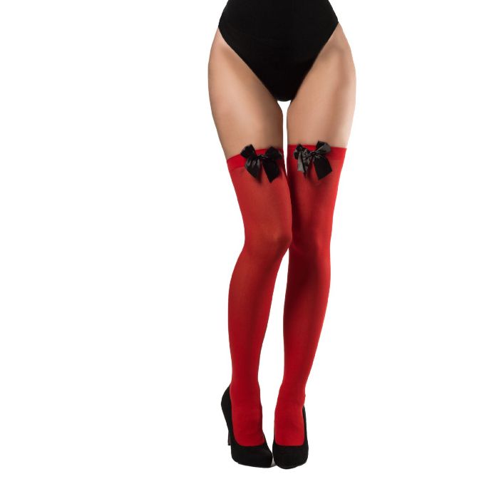 Strümpfe mit Schleife rot und schwarz Einheitsgröße für Damen