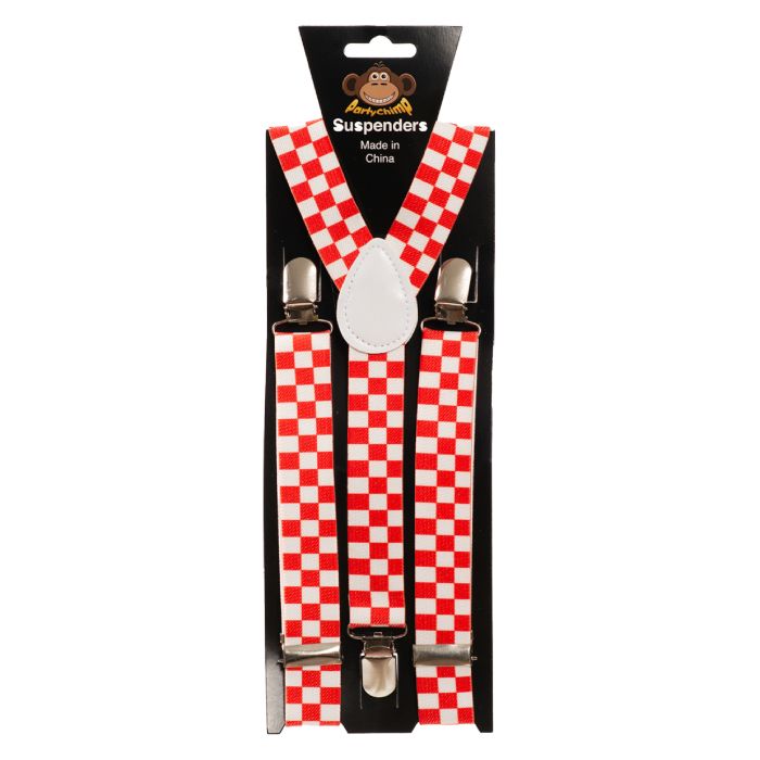 Karierte Hosenträger rot und weiß Einheitsgröße Unisex