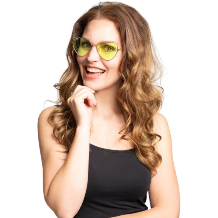 Herzbrille One-Size Unisex Gelb