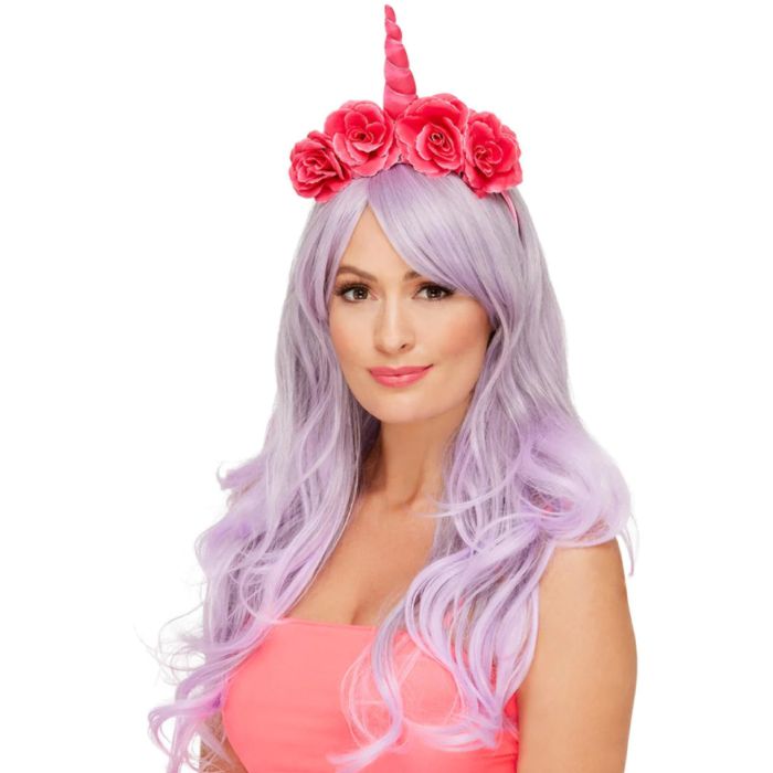 Einhorn Haarband mit Blumen pink Einheitsgröße
