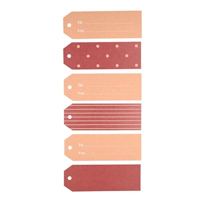 Geschenkanhänger mit Streifen und Punkten für und von Karten in braun 12x Das Alte Arzneimittel