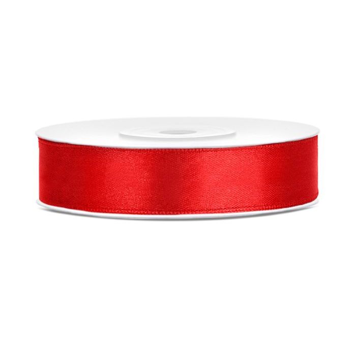 Rotes Satinband - 12 mm x 25 m