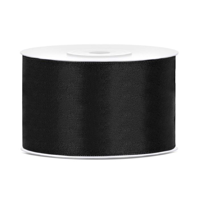 Sort satinbånd - 38 mm x 25 m