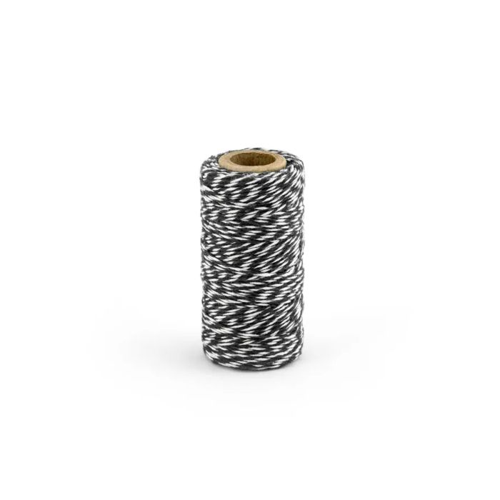 Gestreifte Baumwollschnur schwarz 50 m