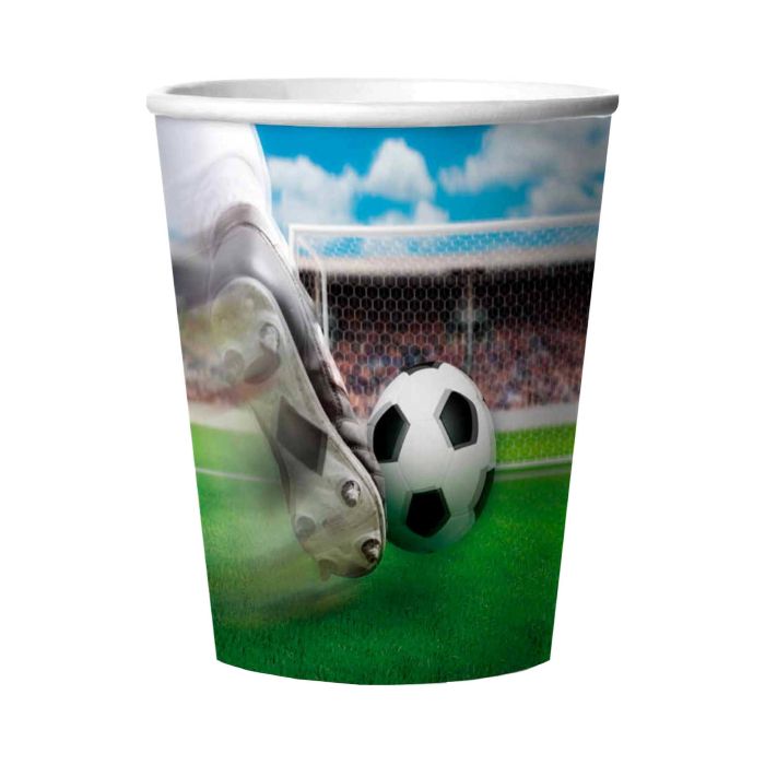 Fußball Pappbecher 3D 4x - 266 ml