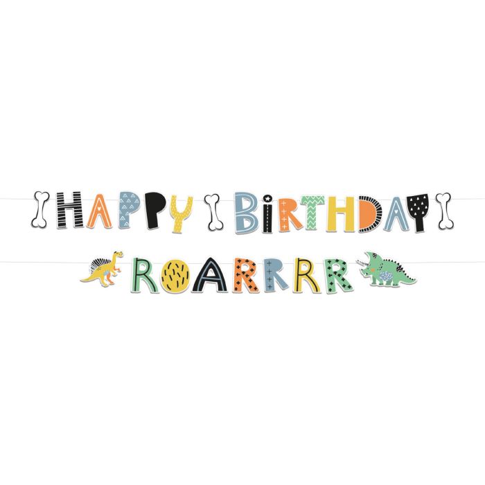 Dinosaur-Girlande Happy Birthday 2x - 14x150 cm