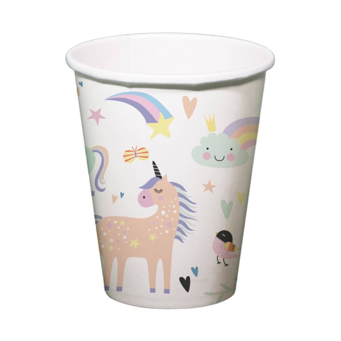 Pappbecher mit Einhornmotiven 6x - 250 ml