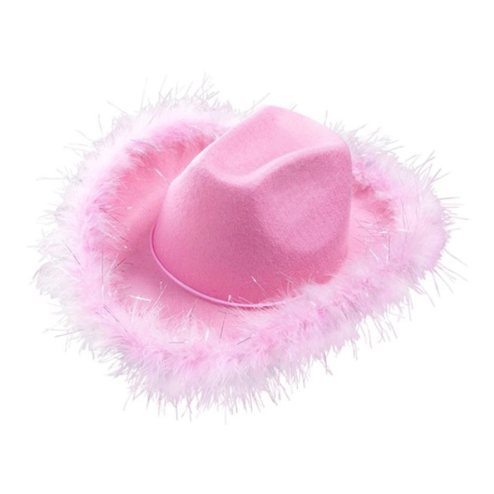 Pinker Cowboyhut aus Plüsch