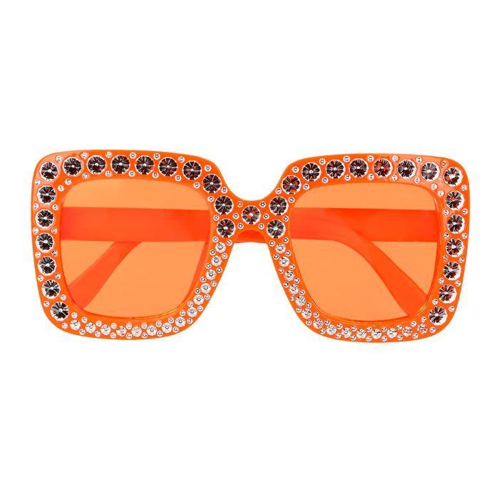 Orange Disco Brille mit Bling