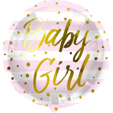 Baby Girl pink und weiß gestreifter Folienballon - 45 cm