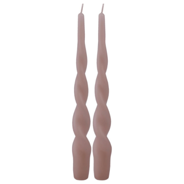 Gedrehte Stabkerzen Sand 2x - 24 cm