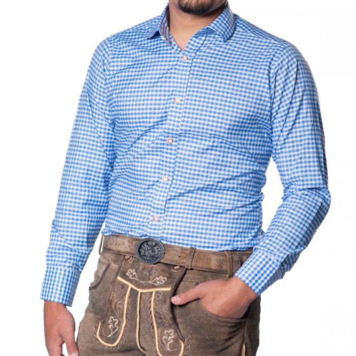 Oktoberfest Tyrolean Hemd Hellblau Leopold Deluxe