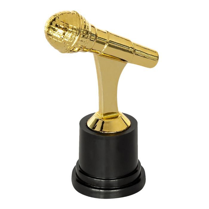 Goldfarbener Mikrofonpokal - 12 cm