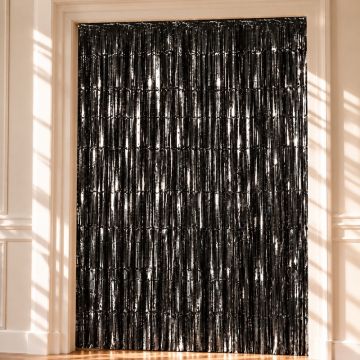 Schwarzer Glitzer-Vorhang - 100 x 240 cm