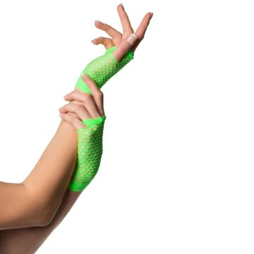 Kurze fingerlose Handschuhe Einheitsgröße für Damen Neon Grün