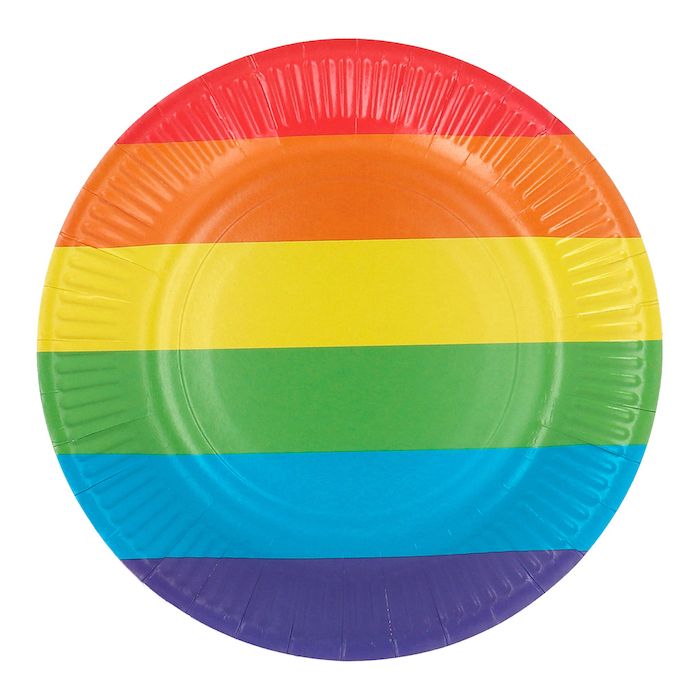 Regenbogenfarbene Pappteller 8x - 23 cm