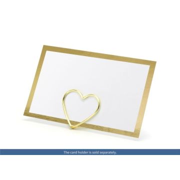 Weiße Tischkarte mit dicker goldenem Rand 10x - 9,5x5,5 cm