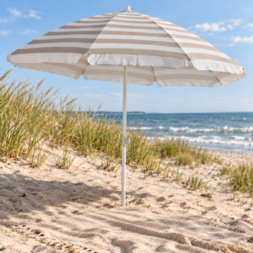 Strandschirm mit Neigefunktion, Taupe und Weiß, über 200 cm