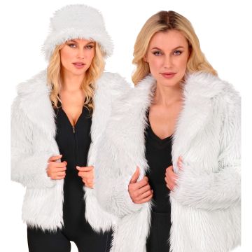 Weiße kurze Pelzjacke für Damen