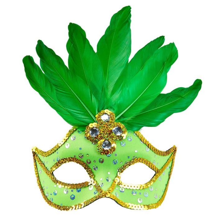 Grüne Brasilianische Maske mit Federn