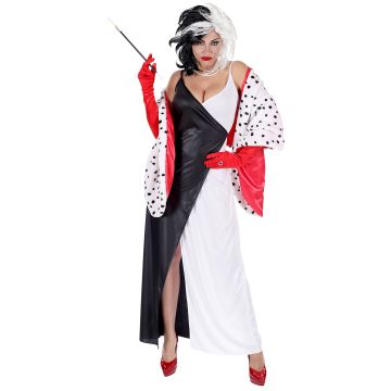 Lange gepunktete Schurkekleid für Damen