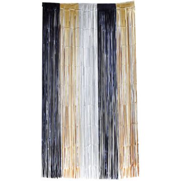 Glitzervorhang in Schwarz, Silber und Gold - 100 x 200 cm