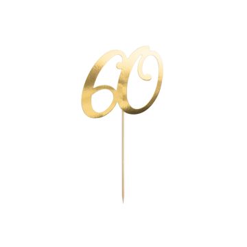 60 Jahre Torten-Dekoration Gold - 20,5 cm 