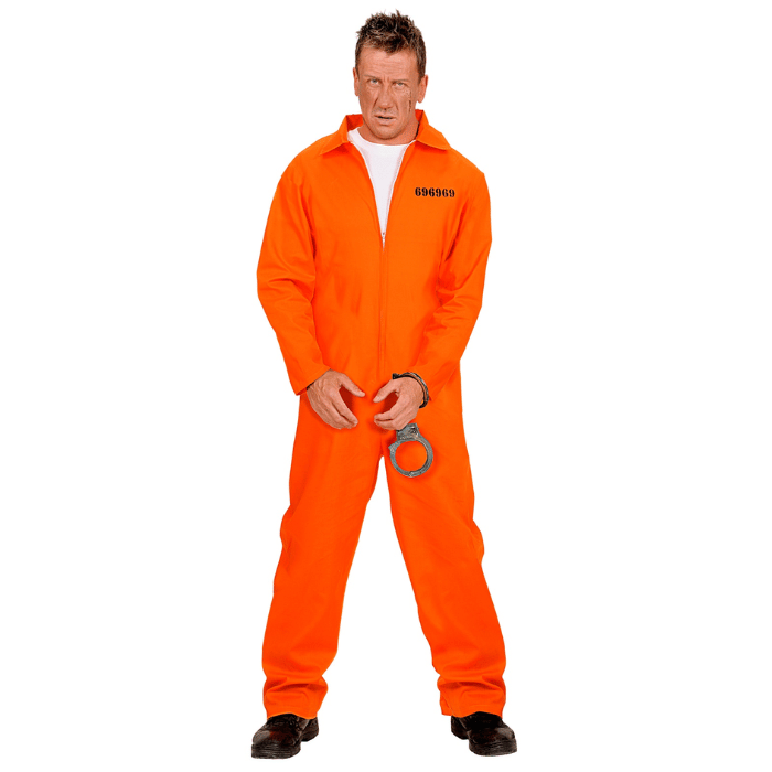 Gefängnisanzug Kostüm orange inkl. Handschellen