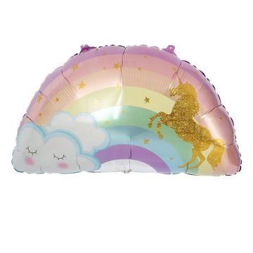 Regenbogen Folienballon in Pastellfarben mit Einhorn 35x65 cm